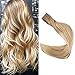 Full Shine Tape in Hair Extensions Human Hair 18 Inch Tape in Human Hair Extensions Color 6 Chestnut Brown Fading to 27 and 60 Platinum Blonde Seamless Skin Weft Tape Hair 50 Gram 20 Pcs