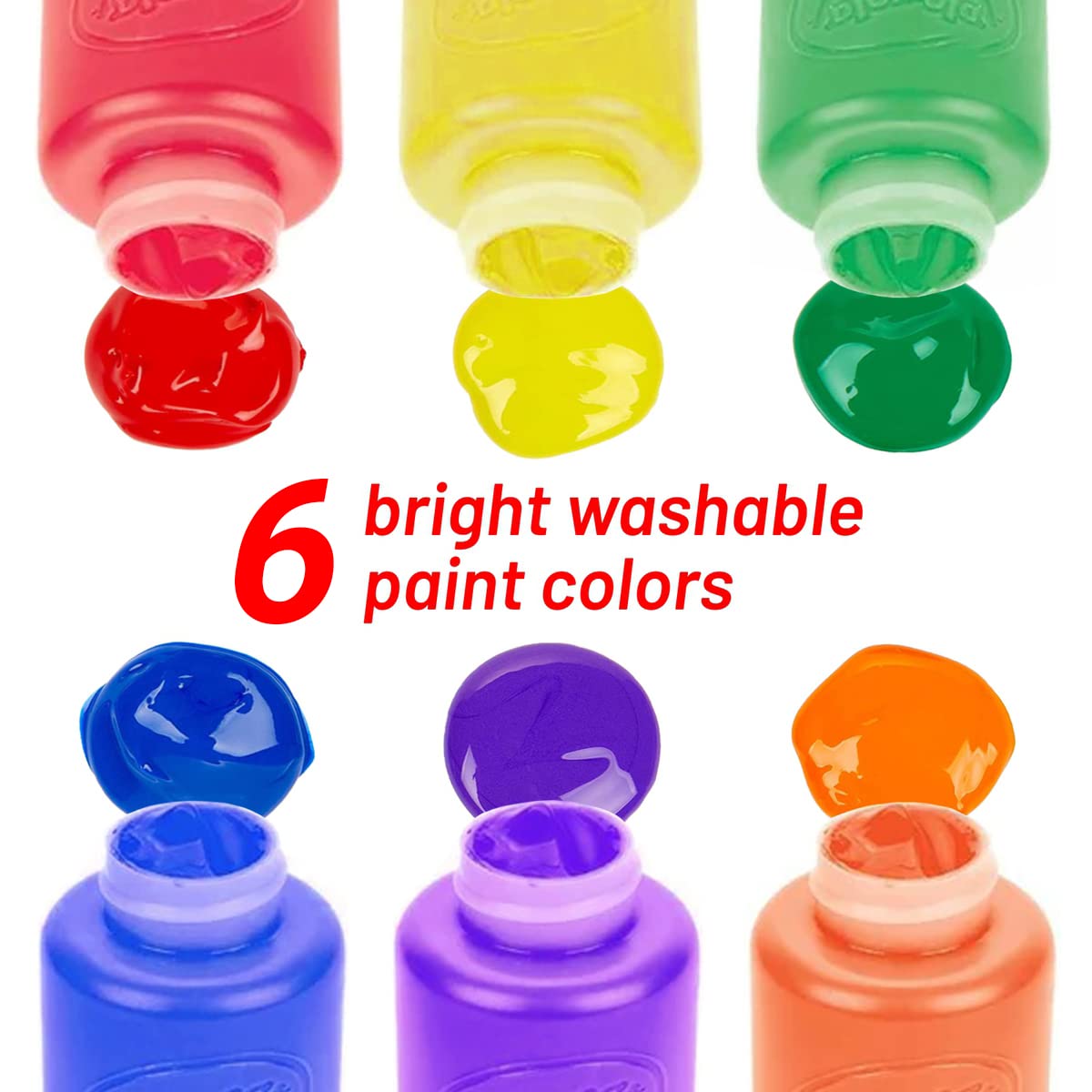 Kids Painting Set, Washable Paint for Kids 6 Colors, 7 Paintbrushes, Paint Palette, Non-Toxic Toddler Painting Set 2 oz Each, Tempera Paints for Art, Crafts, Finger Paints