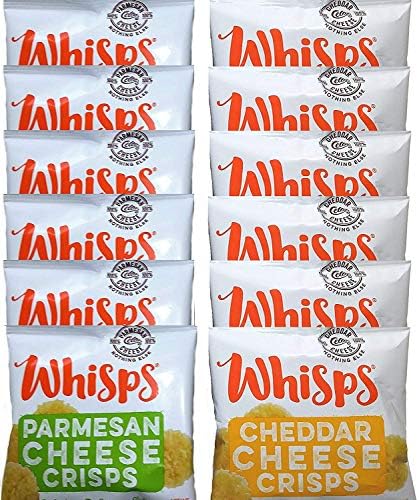 Whisps Cheese Crisps Single Serve 12 ct Variety Pack |Back to School Snack, Keto Snack, No Gluten, No Sugar, Low Carb, High Protein| Parmesan and Cheddar (12 x 0.63oz) (2 Pack)