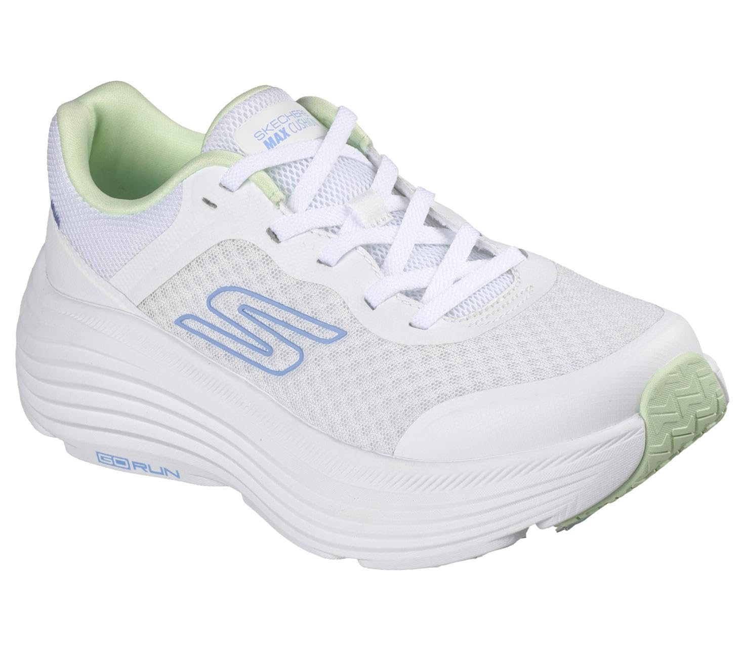 Skechers Women's MAX Cushioning Endeavour CANOVA Trainers, White Synthetic Mint Trim, 7.5 US Image