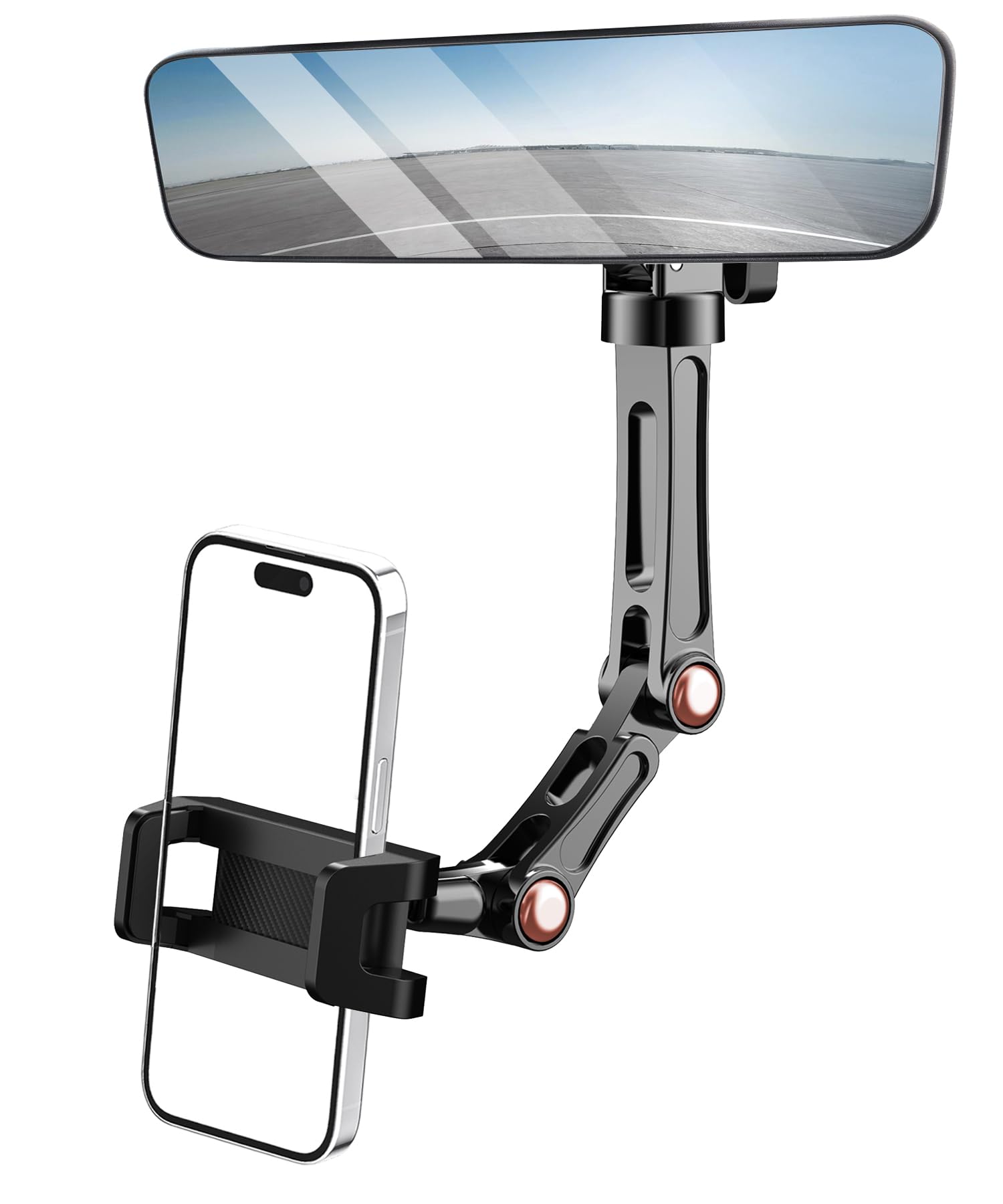 Karmus Rear View Mirror Phone Holder, Rearview Mirror Phone Holder for Car, Rotatable and Retractable Car Phone Holder Mount, Car Truck Essentials Accessories Compatible with All Cell Phones