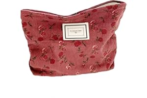 SxoSyo Cosmetic Bags for Women Makeup Bag Large Capacity Purse Travel Toiletry Zipper Storage Pouch Make up Brushes Organizer for Gifts (Dark red, Rose)