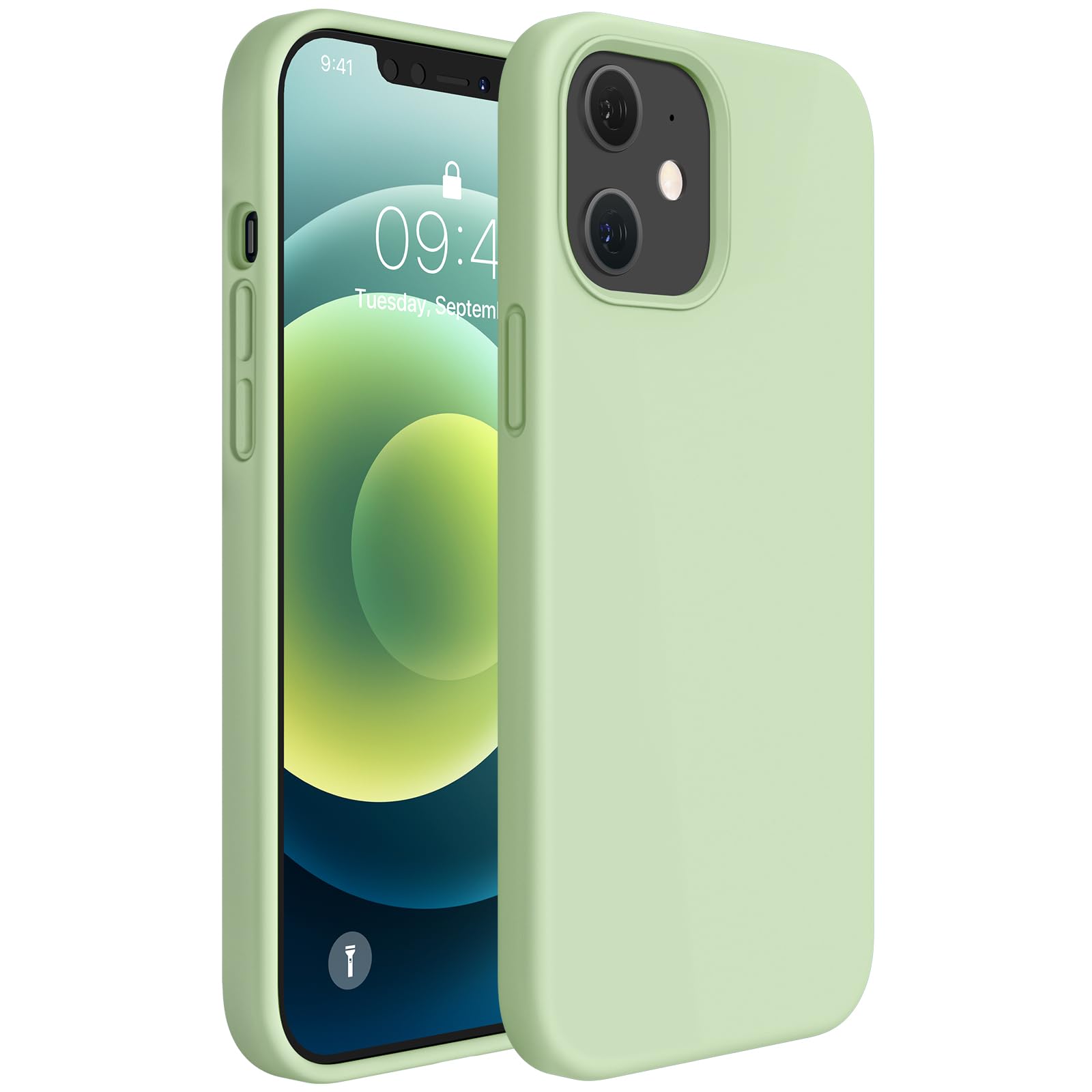 Photo 1 of Miracase Compatible with iPhone 12 Case and iPhone 12 Pro Case, Liquid Silicone Gel Rubber Full Body Protection Shockproof Drop Protection Phone Case for iPhone 12/12 Pro 6.1 inch, Matcha Green
