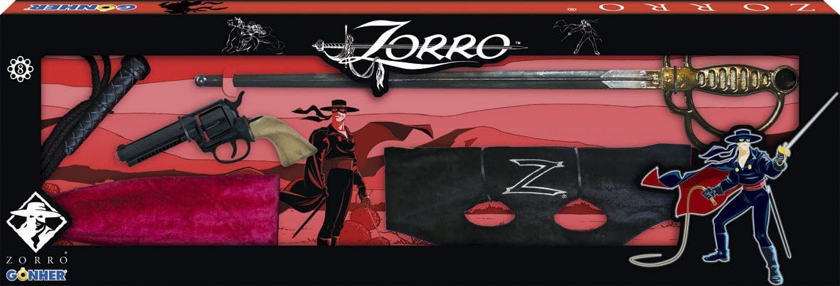 Gohner El Zorro Playset with Revolver 8-Shots Sword Zorro Mask and Stylish Whip