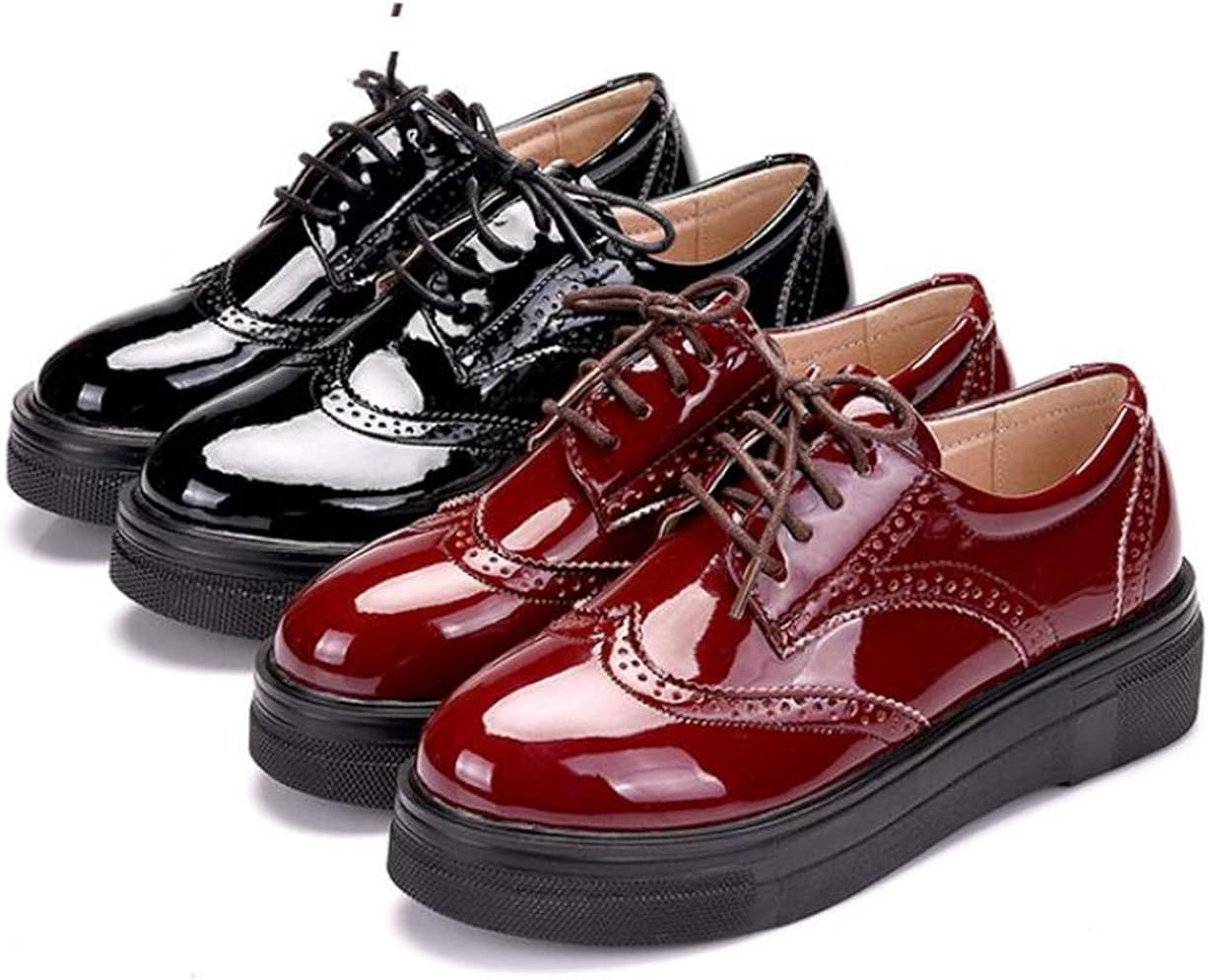  | DADAWEN Women's Platform Lace-Up Comfort Wingtips Square Toe Oxford Shoes Brogues | Oxfords