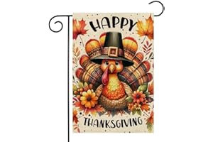 ZHUDENGXJL Happy Thanksgiving Fall Garden Flags for Outdoor,Autumn Vertical Double Sided Burlap 12x18 Inch Small Garden Flags For Holiday Outside Decorations Yard Flag