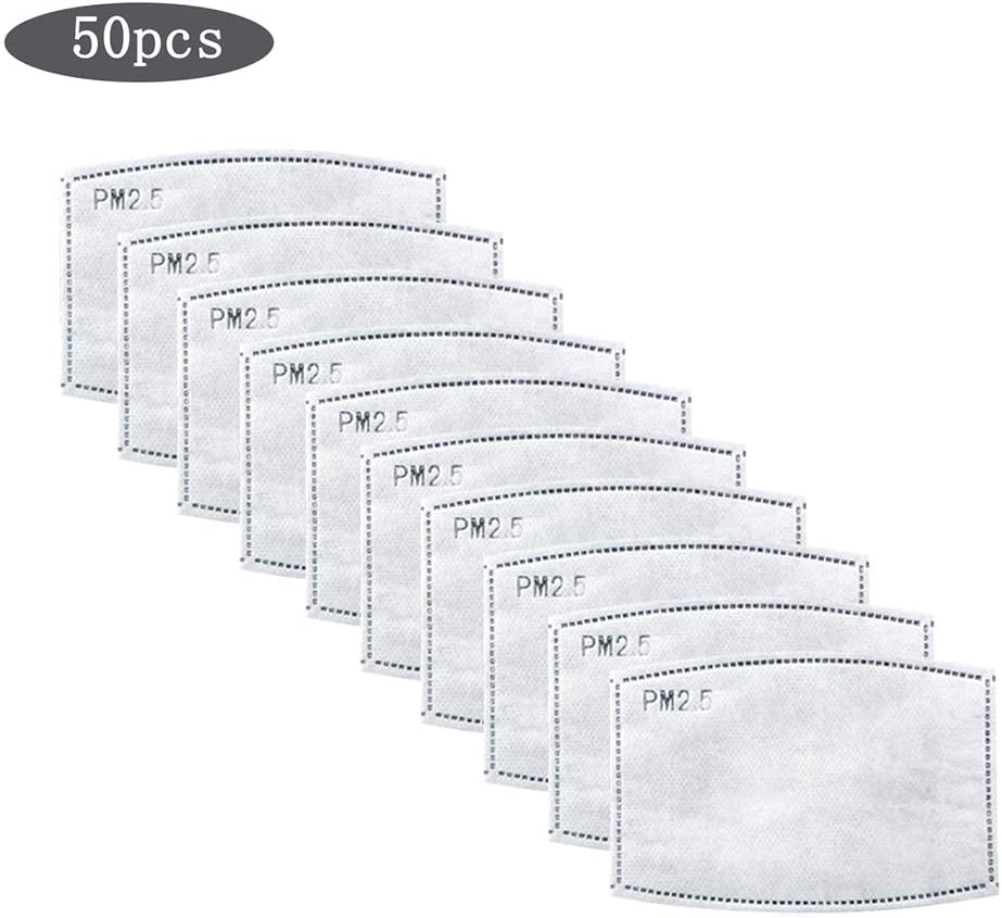 PinnacleT1 Mask Filters, 50 Pcs Quality Air Pollution Face Mask Filters 5 Layer Protective Filter Mask Replacement Filter Cartoon Cotton Mask Activated Carbon Mask Protection