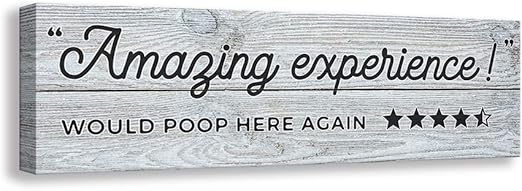 Amazon Com Funny Vintage Bathroom Canvas Wall Art Rustic Bathroom Prints Decorative Signs Framed Restroom Washroom Wall Decor 5 5 X 16 5 Inch Funny A1 Posters Prints