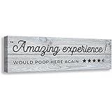 Kas Home Funny Vintage Bathroom Canvas Wall Art | Rustic Bathroom Prints Decorative Signs Framed | Restroom Washroom Wall Dec