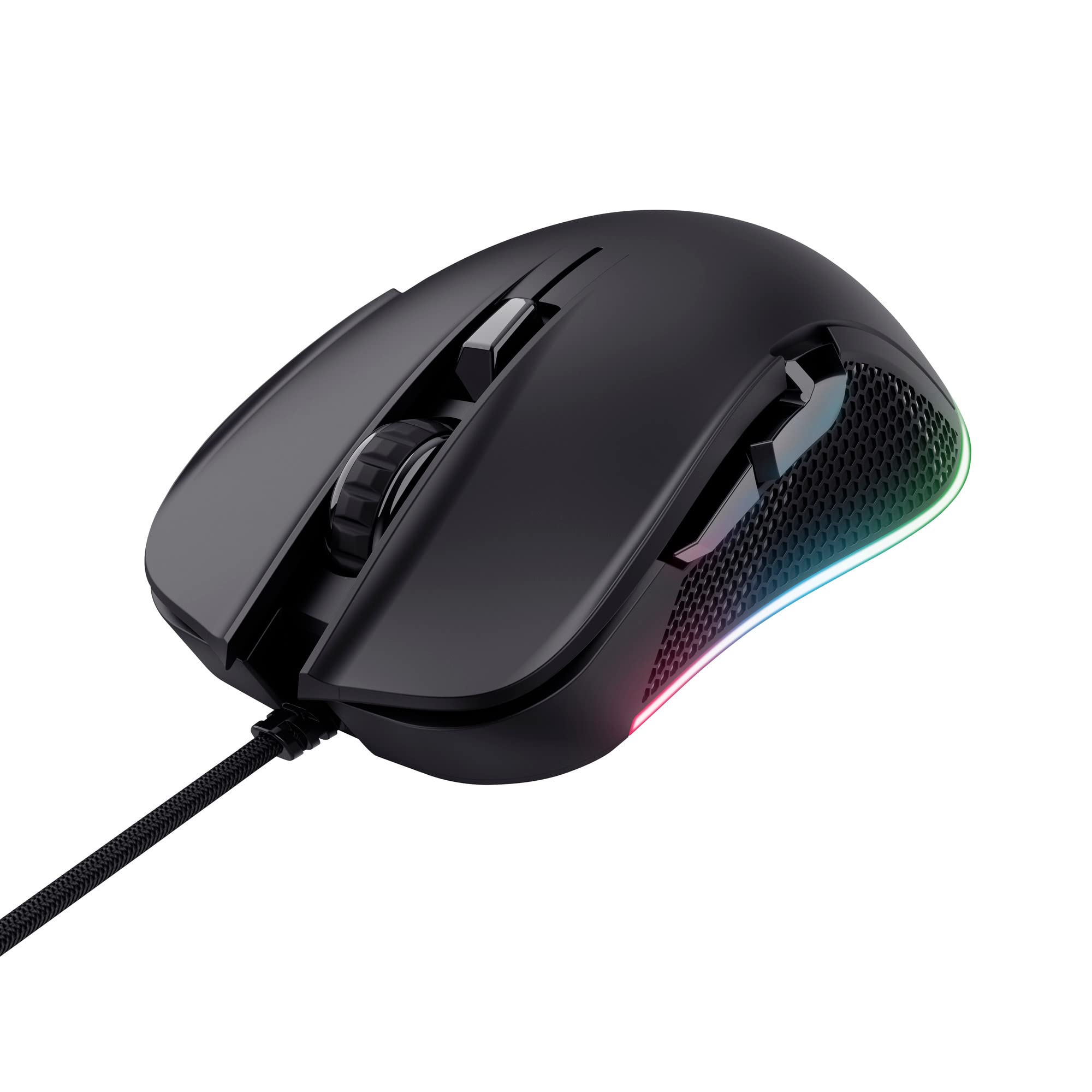 GXTrust Trust Gaming Mouse GXT 922 Ybar, 200-7200 DPI, Full RGB LED Illuminated, 6 Programmable Buttons, Advanced Software, 2.1 m Braided Cable, USB Computer Mouse for PC, Laptop, Mac - Black