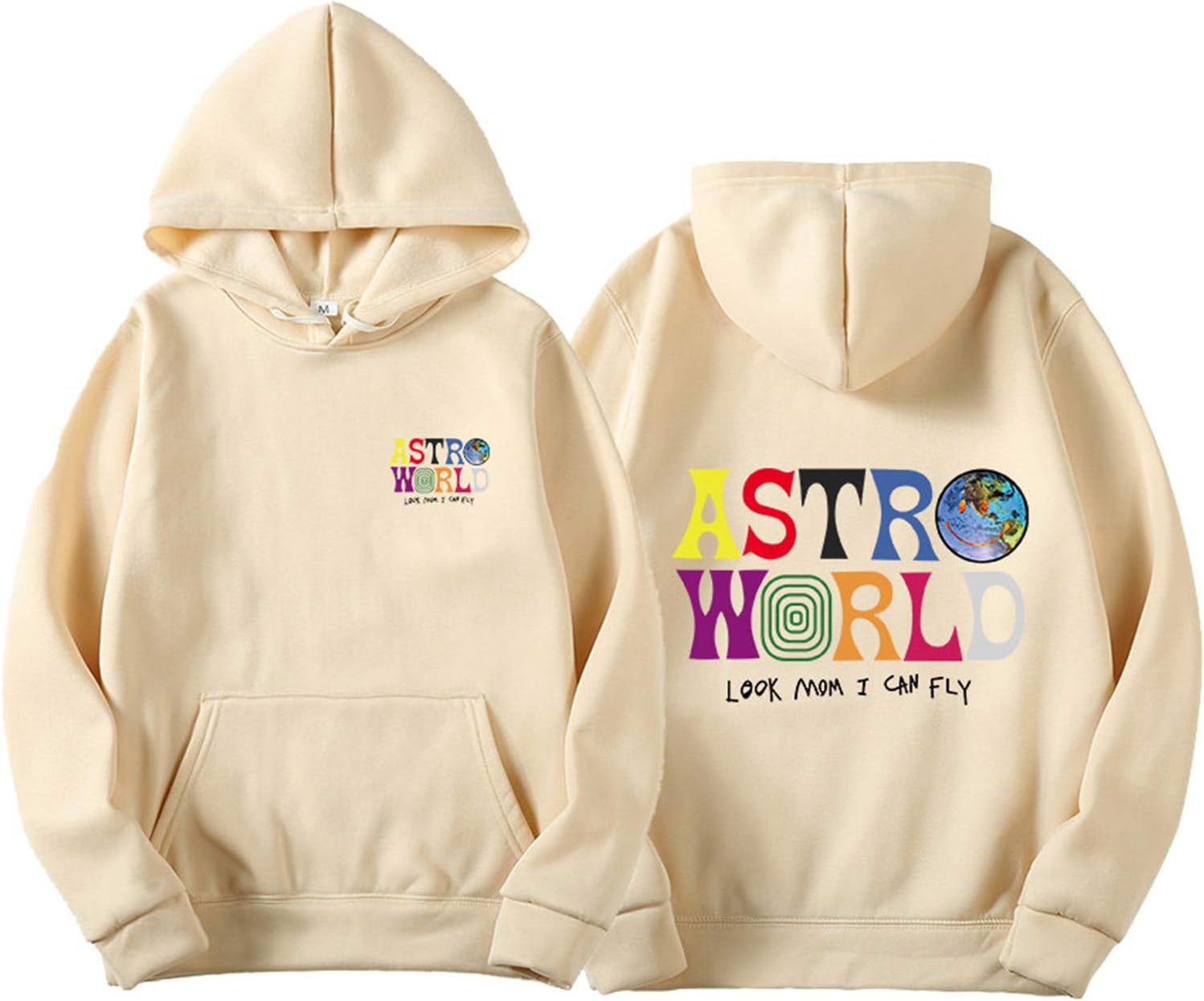 Travis Scott Hoodie New Print Men's Hip Hop Pullover Sweatshirt Hoodies Khaki S