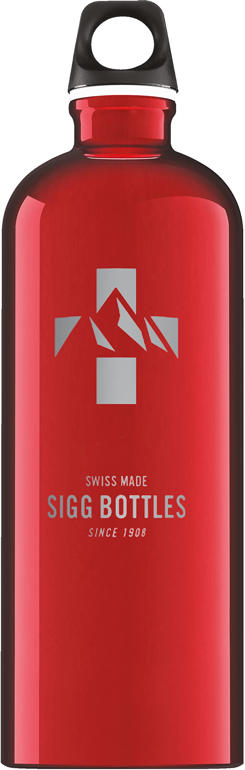 Sigg - Alu Trinkflasche - Traveller Mountain Red - Klimaneutral Zertifiziert - Für Kohlensäurehaltige Getränke Geeignet - Auslaufsicher - Federleicht - BPA-frei - Outdoor - Rot - 1L