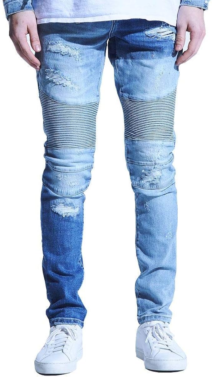 embellish biker denim