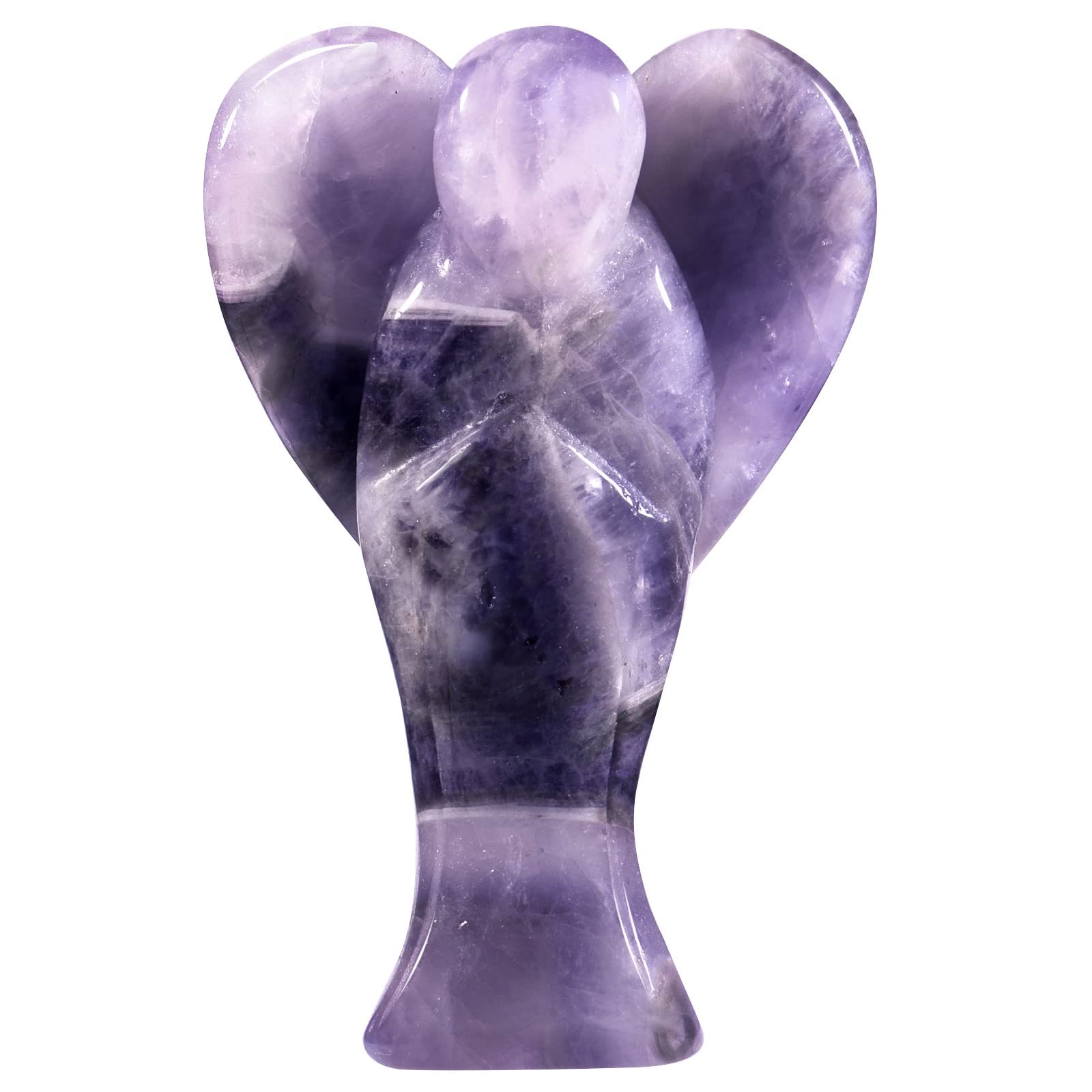 KYEYGWO 7.5 cm Amethyst Gemstone Angel Figurine, Healing Crystal Guardian Angel Talisman Hand Carved Pocket Stone Lucky Charm Fengshui Decor