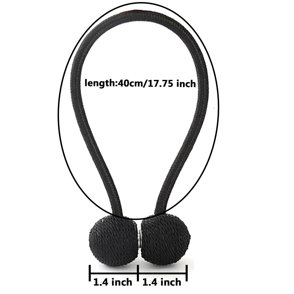 YMQY Pack-2 Curtain Tiebacks,Strong Magnetic Window Holdbacks/Holder for Home Office Decorative Drapes(40,black)