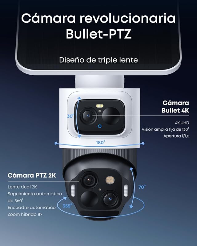 anker eufy SoloCam S4 Cámara Solar 3‑Lentes PTZ 4K Exterior