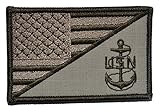 USA Flag / U.S. Navy Anchor 2.25x3.5 Military Patch / Morale Patch - Multiple Color Options (Desert Tan)