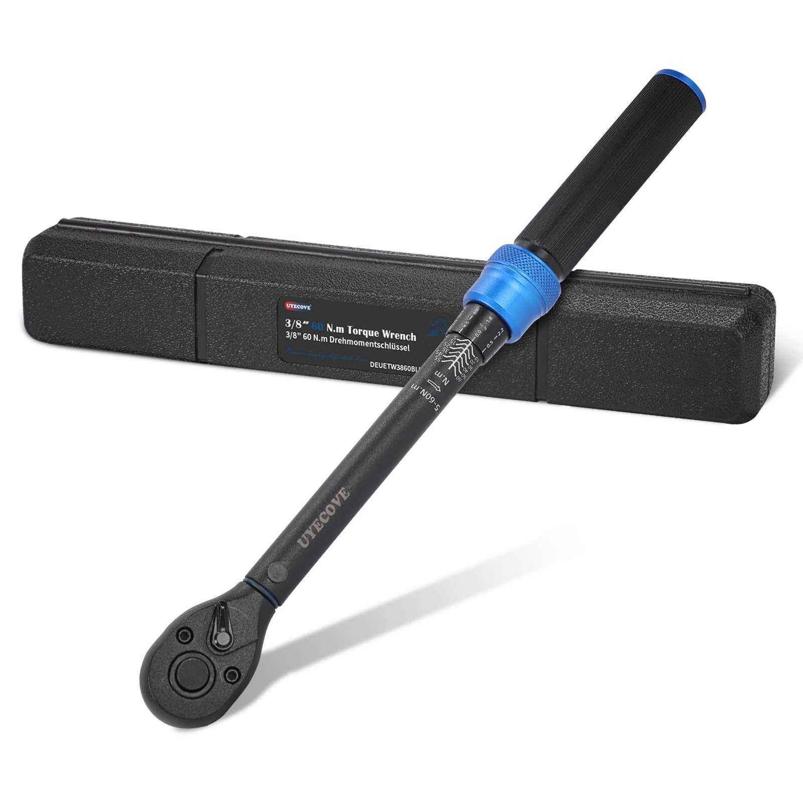 UYECOVE Torque Wrench 3/8 Inch Drive Click 5-60Nm/3.7-44.3FT.LB, 3/8 Inch Torque Wrenches 72-Tooth, Torque Wrench for Bicycle & Motorcycle