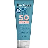 BLUE LIZARD Baby Mineral Sunscreen with Zinc Oxide, SPF 50+, Water Resistant, UVA/UVB Protection with Smart Cap Technology - 