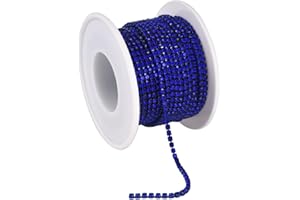 Blinginbox 10 Yards Crystal Rhinestone Trim Ribbon Close Chain for Sewing Bedazzling SS8 Jewels for Crafting Applique DIY Decoration Cups Shoe Vases Phone 0.09inches 2.5mm Sapphire Dark Blue Diamonds