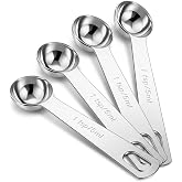 4Pcs Teaspoon Measuring Spoons, Stainless Steel 1Tsp Measuring Scoop | Stainless Steel Kitchen Tool, Short Handle Metal Spoon for Precise Cooking, Baking and Spices Measurement