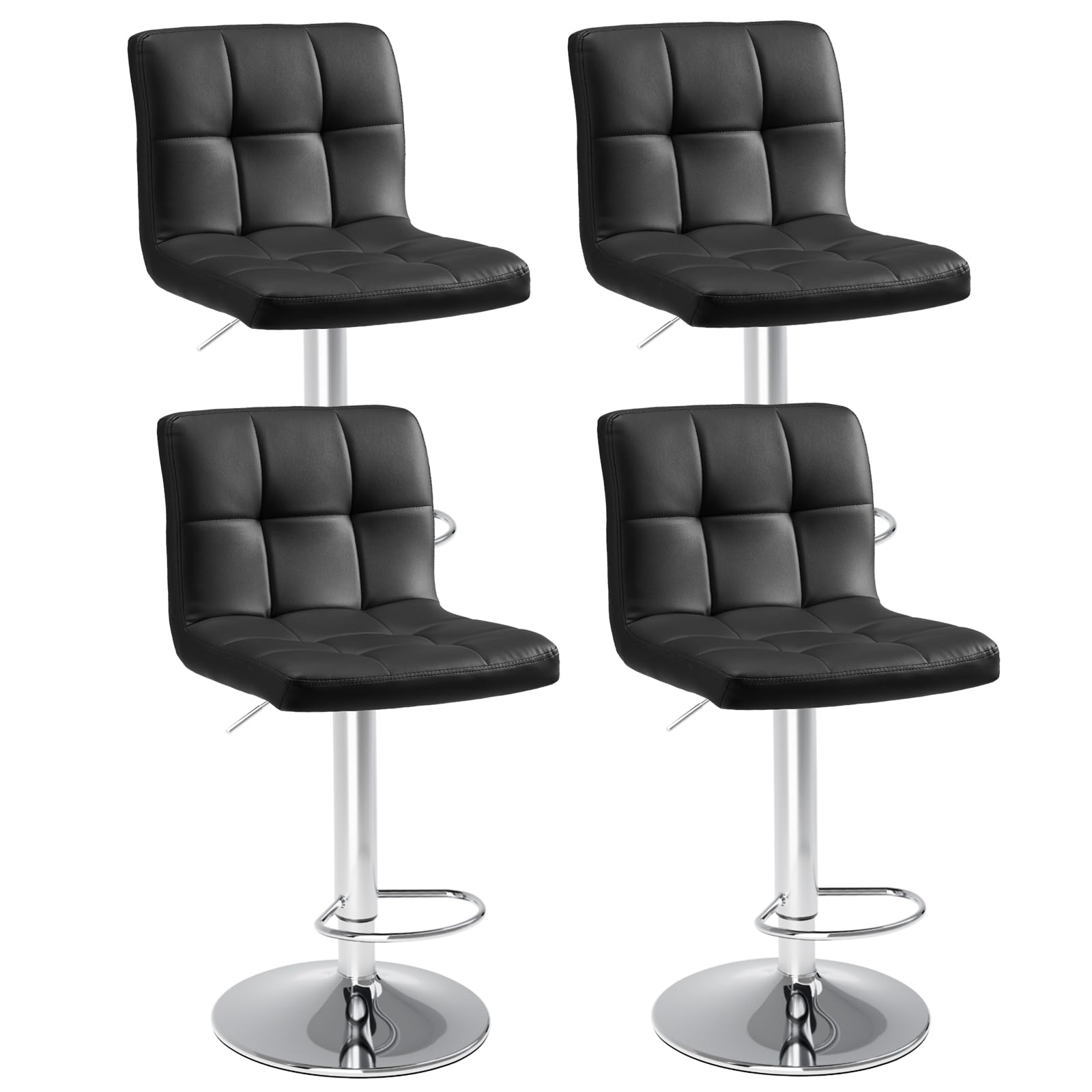 Sweetcrispy Bar Stools Set of 4, PU Leather