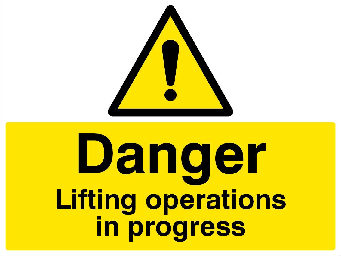 Danger Lifting operations in progress Rigid PVC Safety Sign