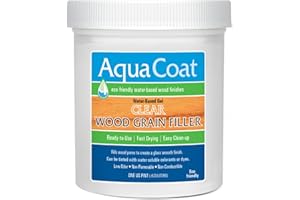 AQUACOAT Aqua Coat Water-Based Clear Wood Grain Filler Gel, Fast-Drying, Low Odor, Low VOC, Sandable, Stainable & Paintable, Easy Water Cleanup, Glossy Finish, 16 oz