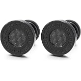 10mm Men Steel Black Stud Earring with Carbon Fiber, Cheater Fake Ear Plugs Gauges