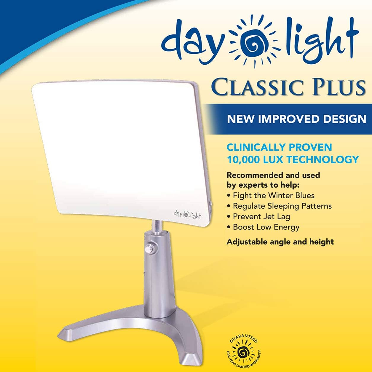Carex Day-Light Classic Plus Bright Light Therapy Lamp - 10,000 LUX At 12 Inches - LED Sun Lamp Mood Light: Health & Personal Care