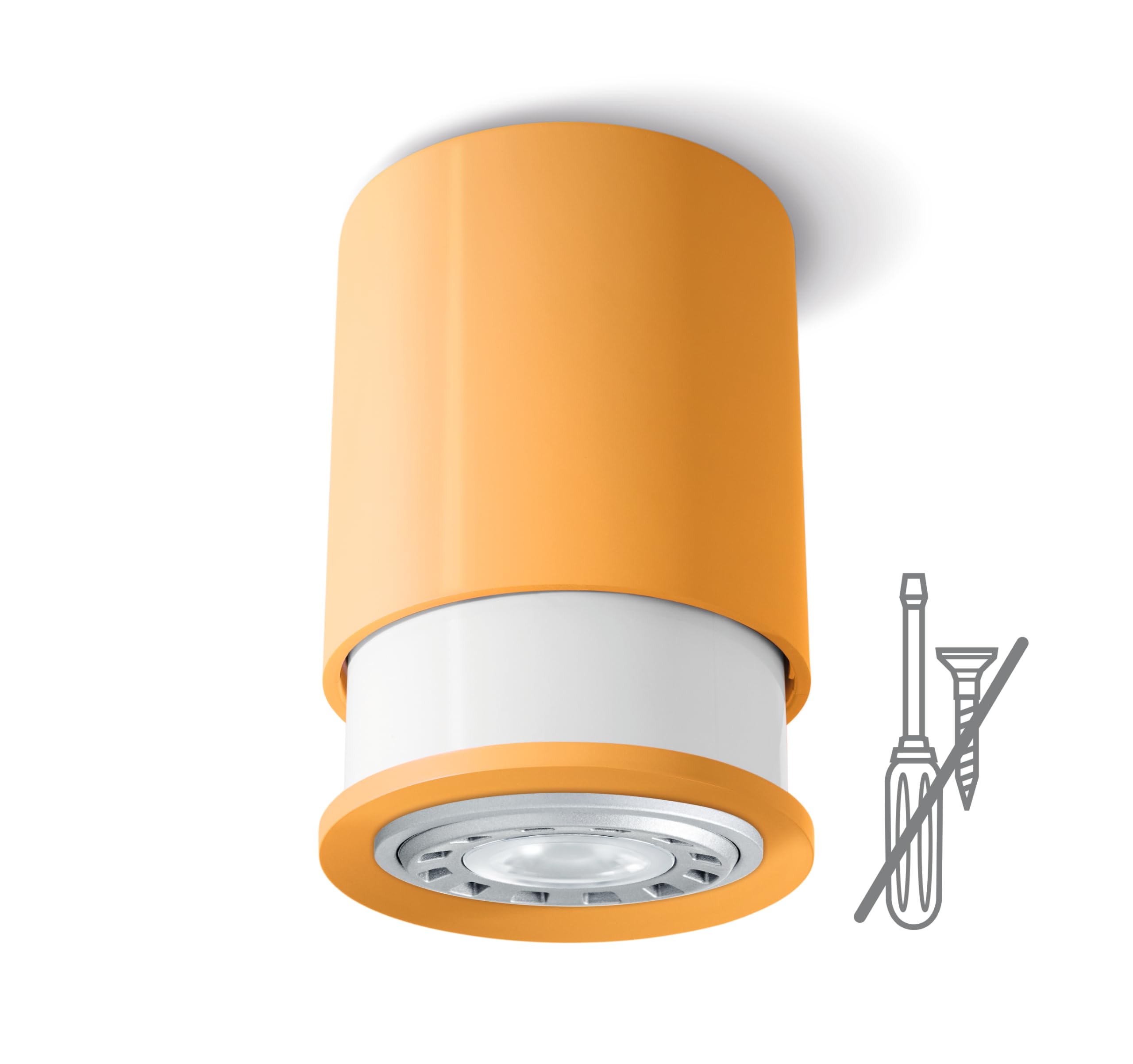 Twister Classic Spot Ceiling Light – Easy to Fix, No Screws, One Hook Only, Patent Protected, GU10 LED – Orange