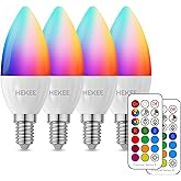 HEKEE E12 LED Candelabra Light Bulbs, Color Changing Candle, B11 40W Incandescent Equivalent, 450 Lumen, RGB + 2700K Warm Whi