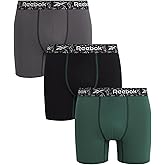 Reebok Mens Boxer Briefs - 3 Pack 6'' Inseam Soft Stretch Performance Mens Underwear Athletic Boxer Briefs with Contour Pouch