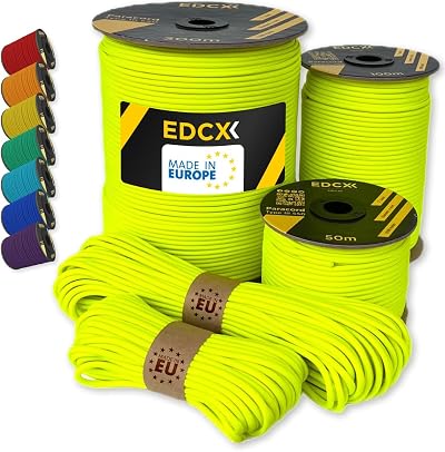 EdcX Paracord 4mm 550 Type III 10m-300m, 100% Nylon, 32/7 Core, EU Made