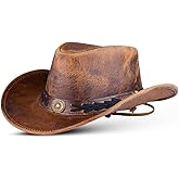 HADZAM Leather Cowboy hat Shapeable into Outback hat, Australian Hats for Men & Women