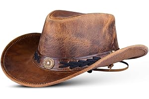 HADZAM Leather Cowboy hat Shapeable into Outback hat, Australian Hats for Men & Women