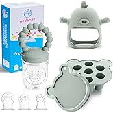 Gedebey Baby Fruit Feeder & Breastmilk Popsicle Mold Set – 3 Pack Silicone Teething Relief Kit with Food Feeder Pacifier, Freezer Tray with Lid & Baby Teether (Pea Green)