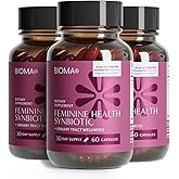 BIOMA Feminine Health Synbiotic - Women's Health Supplement for Healthy Vaginal pH, Urinary Tract & Digestive Support - with Probiotics, Cranberry & Tributyrin - 180 Capsules (3 Pack, 90-Day Supply)