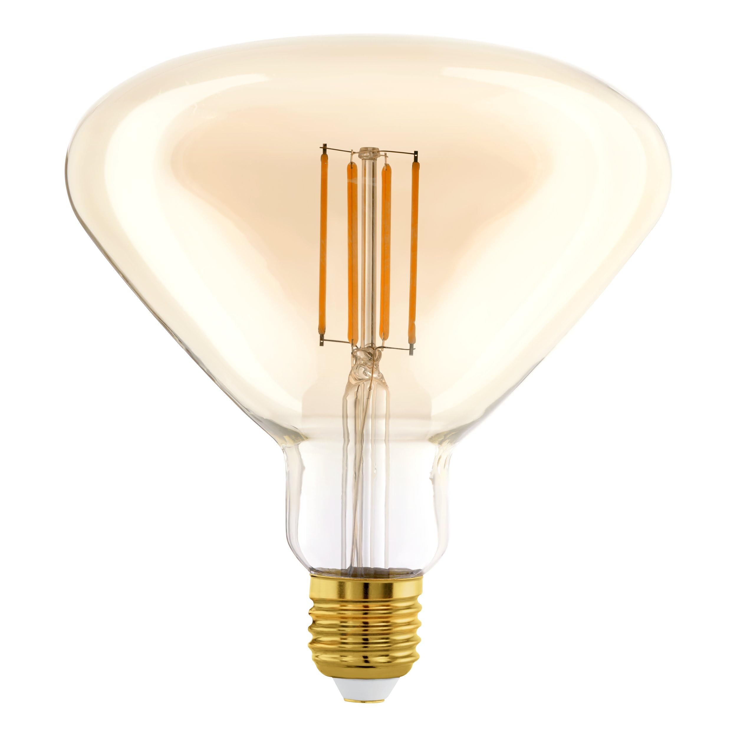 Eglo Dimmable E27 Filament LED Light Bulb Mid Size, Big Amber Vintage Edison lamp, 4.5 watt (Equivalent to 40 watt), 470 Lumen, Warm White Glow, 2200 Kelvin, BR150, Ø 6"