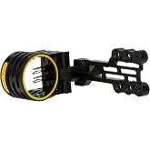 Trophy Ridge Fatal Bow Sight - Ultra-Bright .019" Horizontal Fiber Optic Pins, Multiple Mounting Holes for Added Adjustability, Yellow Hood Accent for Quicker Sight Acquisition, Ambidextrous