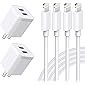 USB Wall Charger, [Apple MFi Certified] iPhone Charger Lightning Cable 6FT(4PACK) Fast Charging Data Sync Cords Dual…