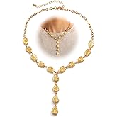 Long Chunky Gold Lariat Necklaces for Women Silver Statement Boho Teardrop Baroque Pearl Drop Pendant Choker Y Necklace Fashion Vintage Jewelry Trendy