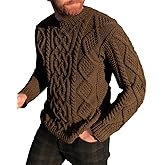 NIUBIA Men's Slim Fit Crewneck Pullover Sweater Winter Casual Chunky Cable Knit Comfort Heavy Long Sleeve Sweaters
