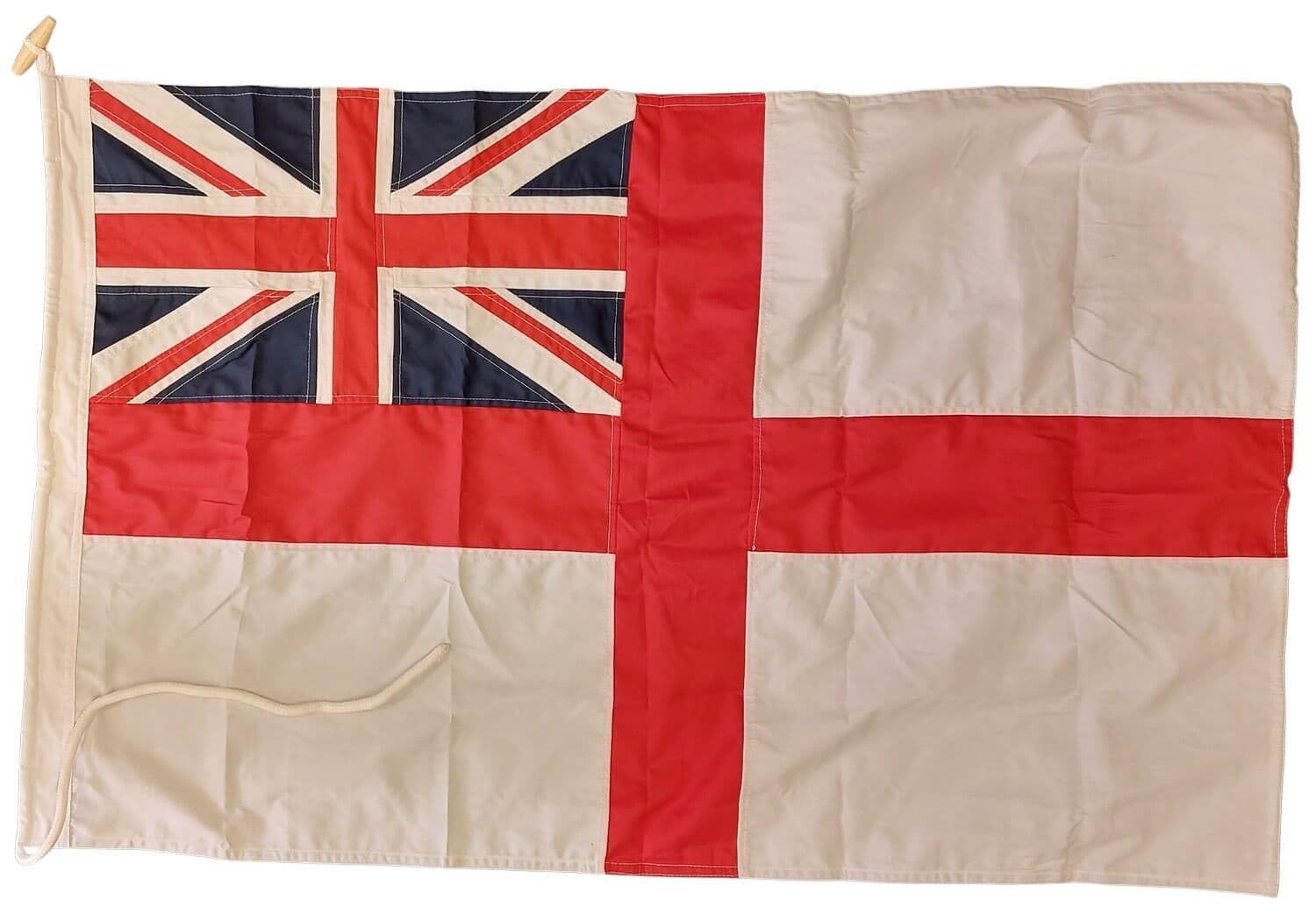 NWFlags Sewn White Ensign Flag | 3ft x 2ft Rope & Toggle | 3x2 Stitched Royal Navy Flag