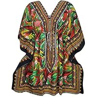 Mogul Interior Womens Short Green,Red Caftan Swimsuit Bikini Cover up Beach Kimono Kaftan Dress Beachwear One Size