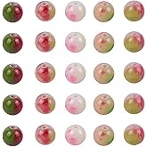 PONABEADIY 1 Box 120PCS 8MM Natural Watermelon Tourmaline Gemstone Bead with Hole Crystal Round Shape Pink Spacer Loose Stone Persian Jade Beads for Jewelry Making Bracelet Necklace DIY Craft Supply