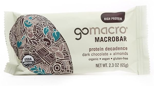 GOMACRO – ORGANIC MACROBAR PROTEIN DECADENCE DARK CHOCOLATE + ALMONDS – 4 BARS