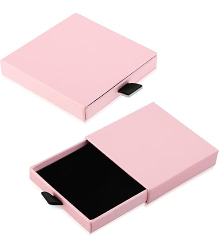 2Pcs Light Brown Jewelry Gift Boxes | Square Cardboard Storage Box For Necklaces & Earrings | Jewelry Organizer With Foam Padding