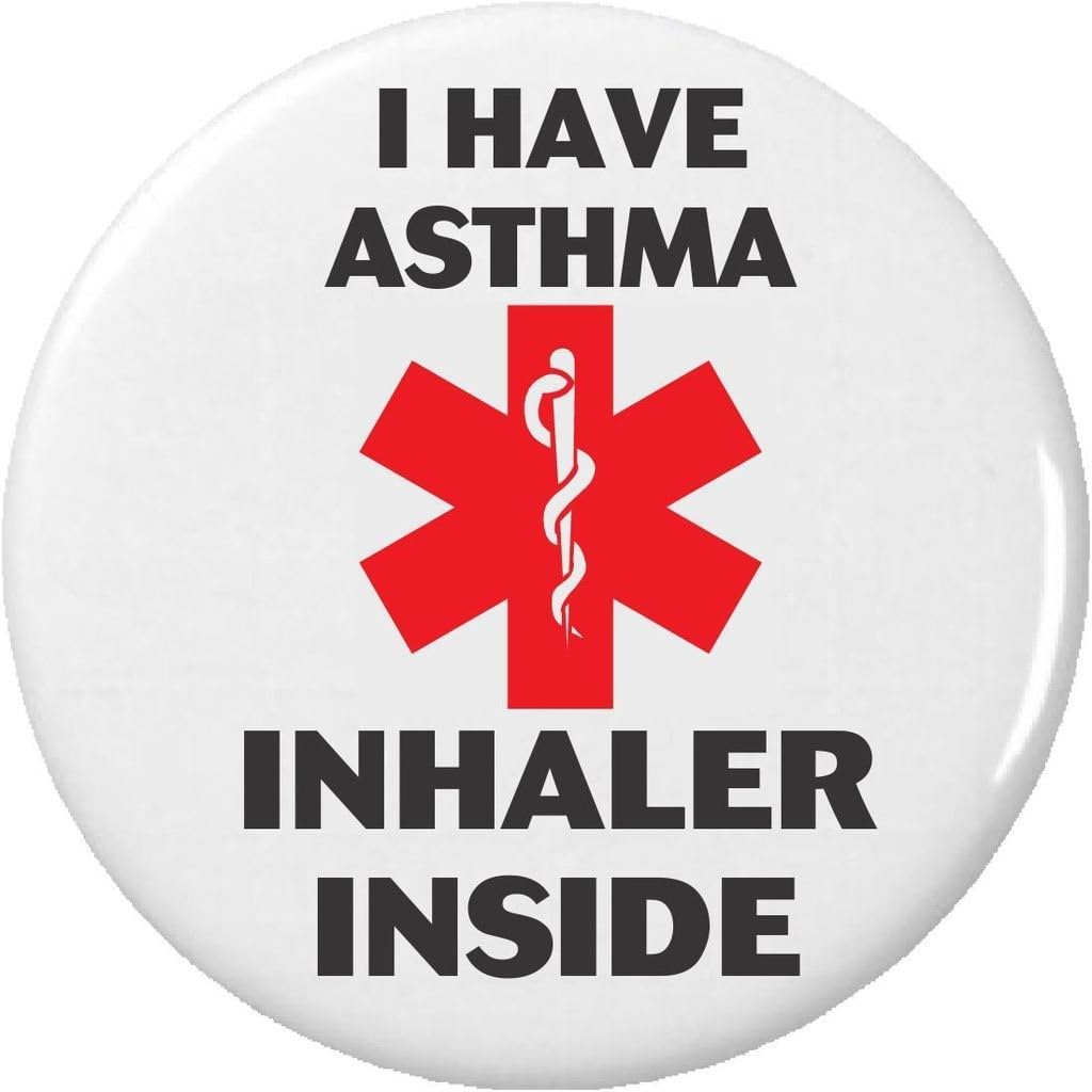 Amazon Com I Have Asthma Inhaler Inside Pinback Button Pin Emergency Health Alert Clothing