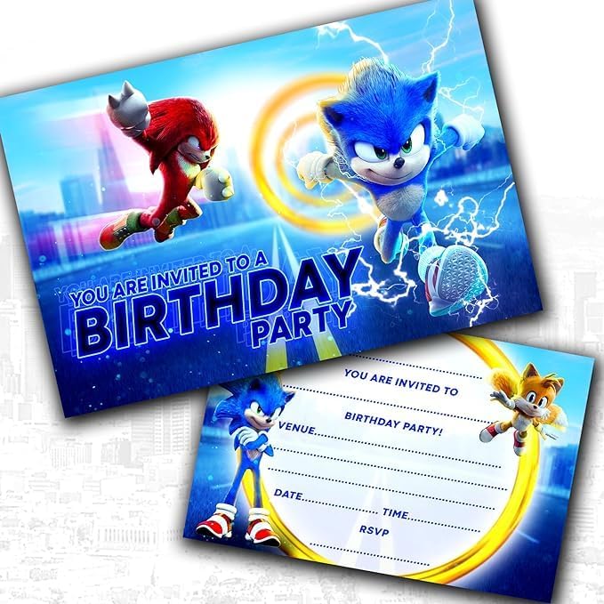 Invitebay Sonic Party Invitations & Envelopes Birthday Invites Write On Pack 20